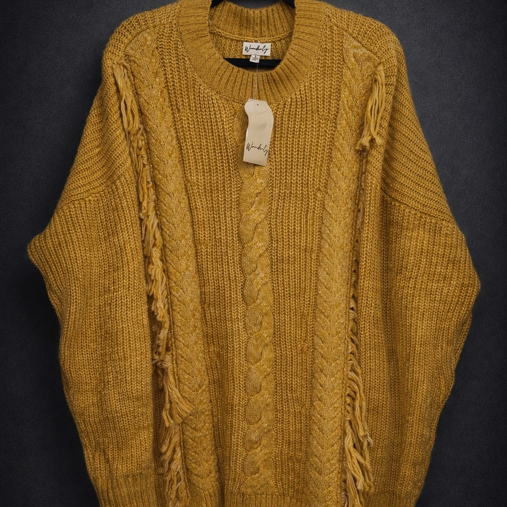 Wonderly Mustard Cable Knit Sweater